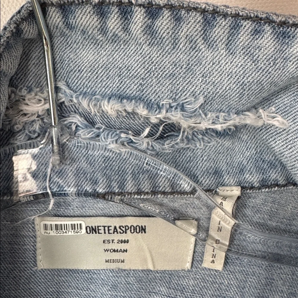 One Teaspoon Light Blue Cotton /‎ Linen Distressed Jacket, Size M